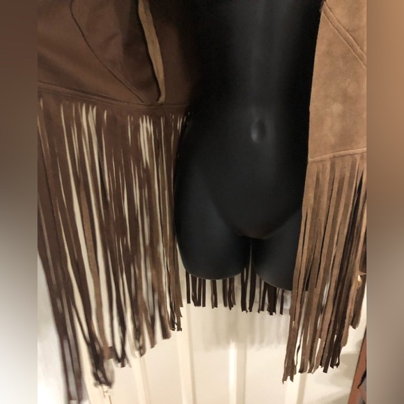 Sincerely‎ Jules suede boho western brown fringed open front vest size small - Picture 13 of 13